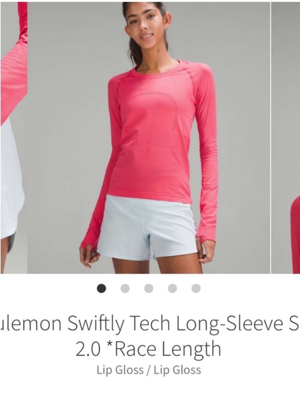 NWT Lululemon Swiftly Tech Long Sleeve Shirt 2.0 *Race Length Lip Gloss Sz 12